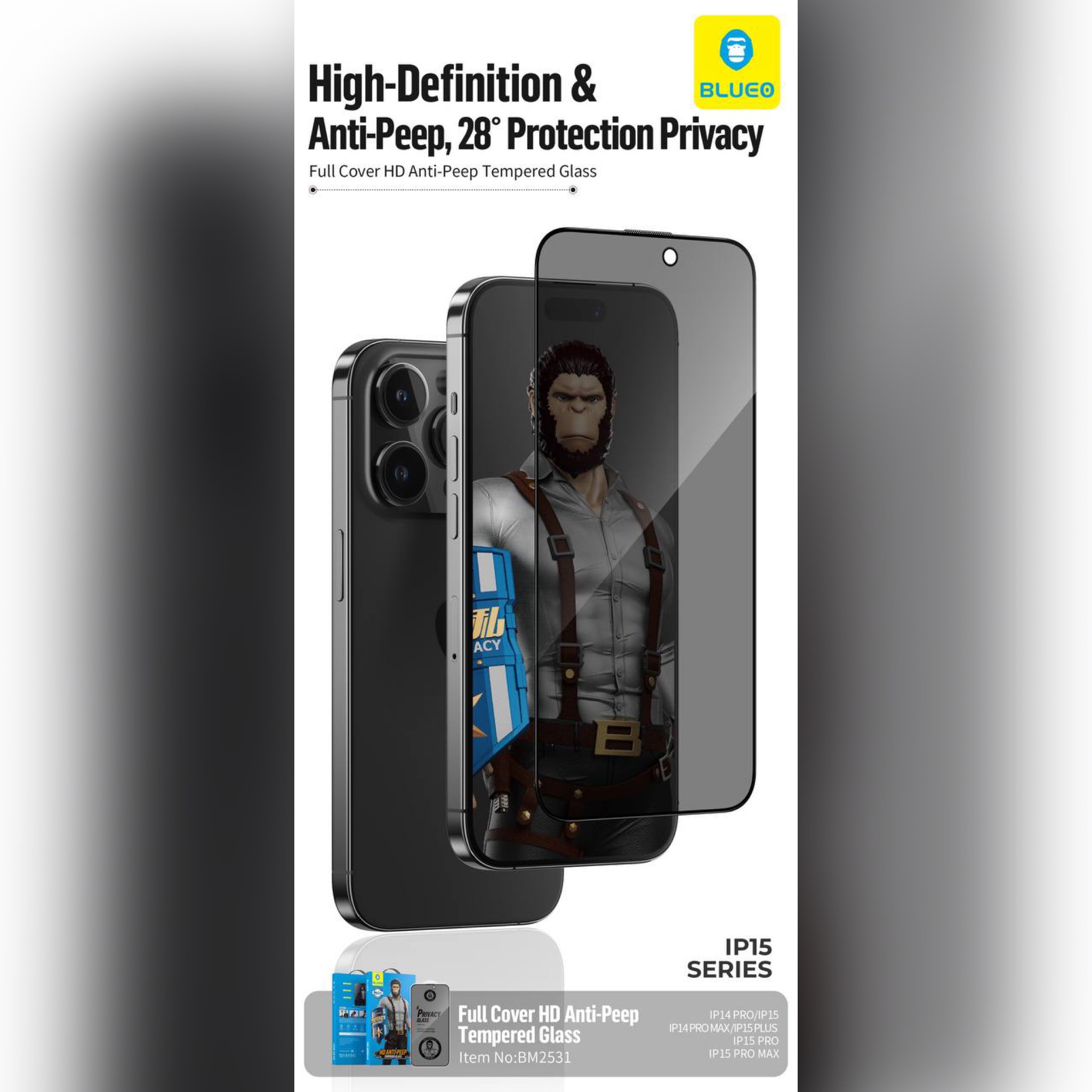 گلس ، محافظ صفحه بلو پرایوسی Blueo Full Glass Anti Peep Privacy Iphone (G)