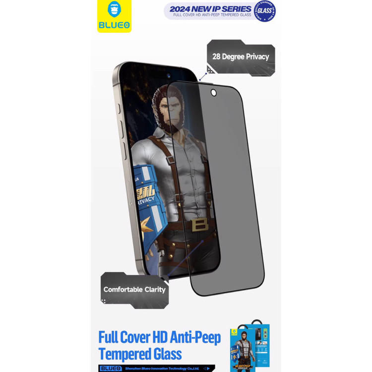 گلس ، محافظ صفحه بلو پرایوسی Blueo Full Glass Anti Peep Privacy Iphone (G)