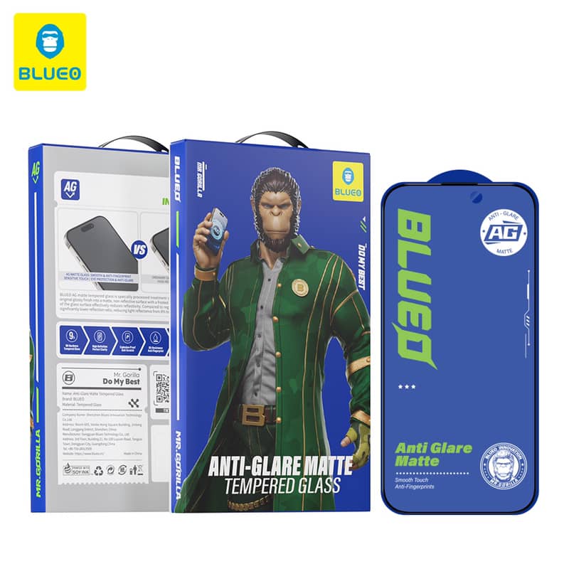 گلس ، محافظ صفحه بلو مات Blueo Full Cover Anti Glare Matte Glass Anti Static Iphone (G)