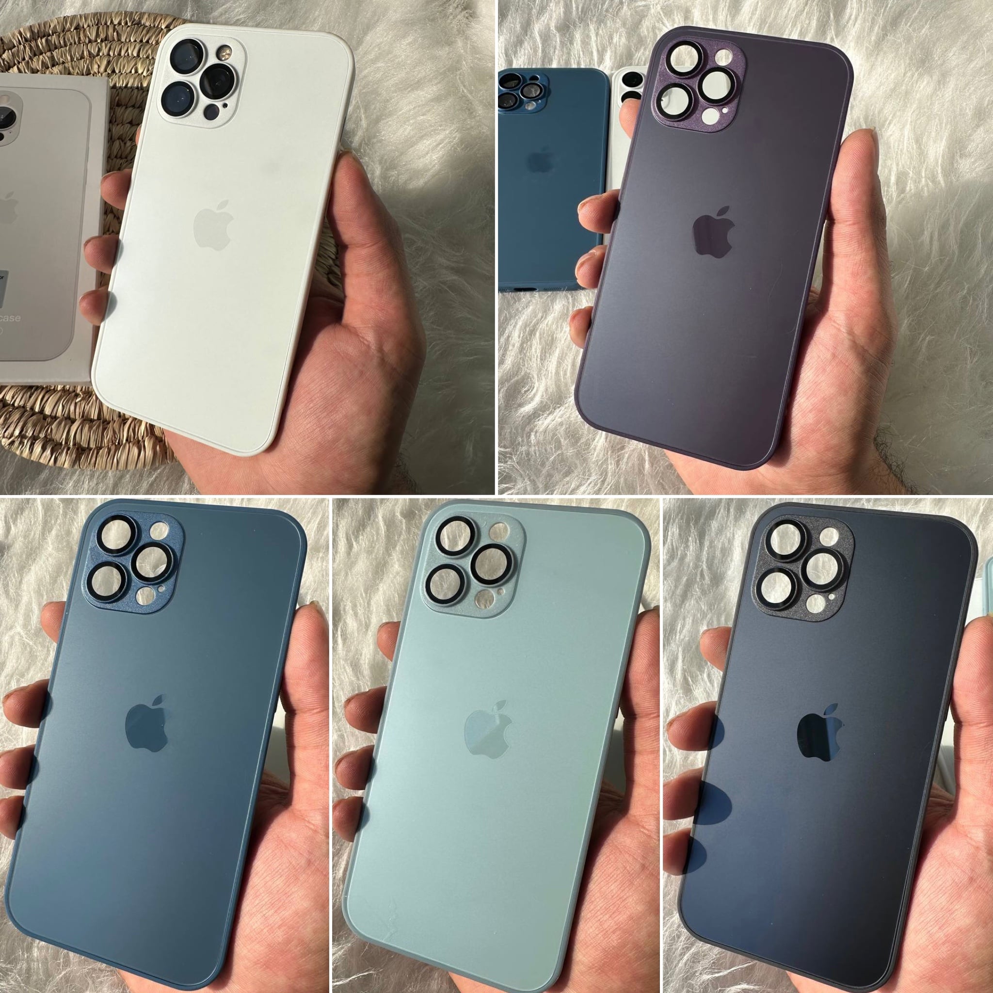 قاب AG GLASS با محافظ لنز اورجینال Apple iphone (G)