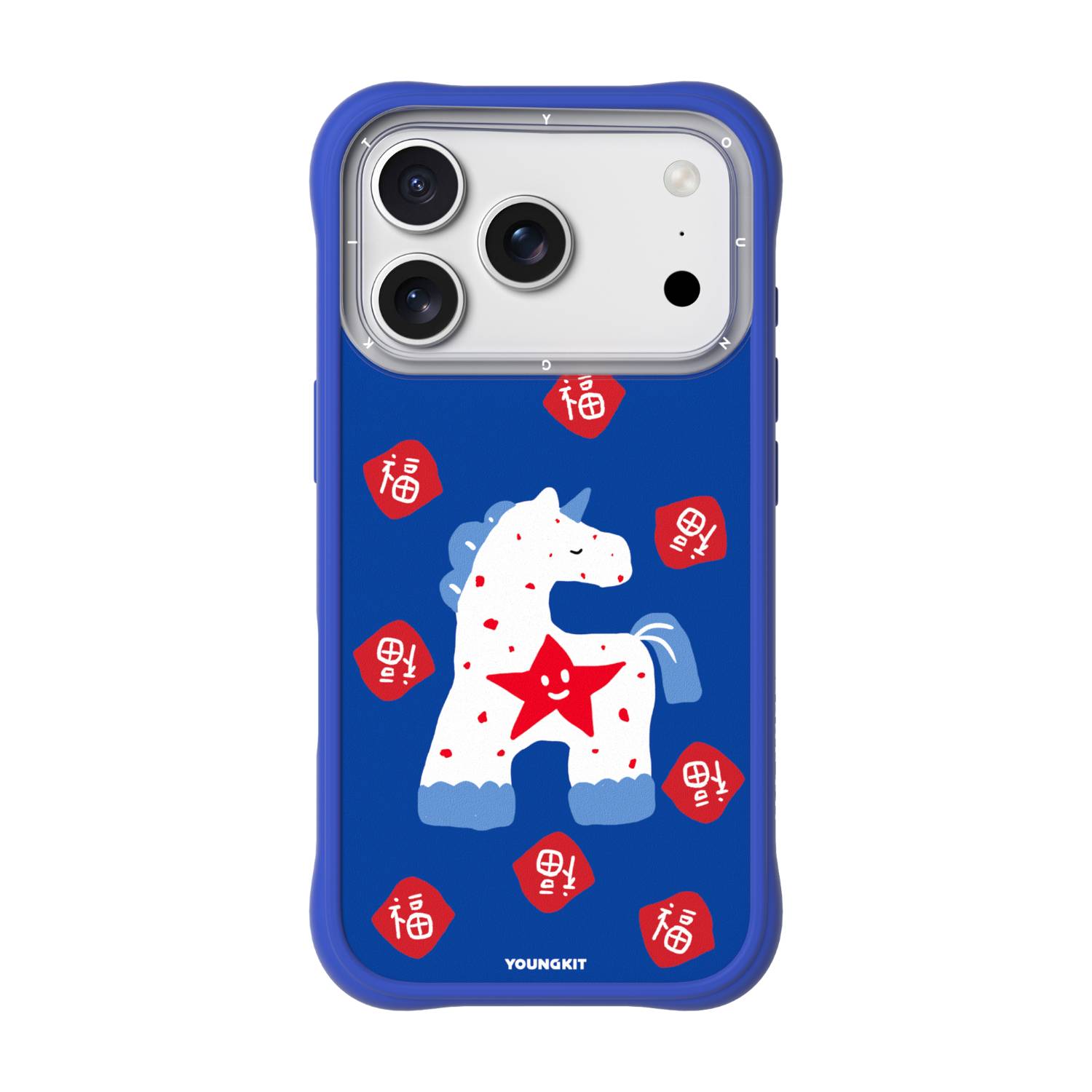 قاب Unicorn Star اسب تک شاخ ستاره دار آبی یانگ کیت Youngkit آیفون (G)