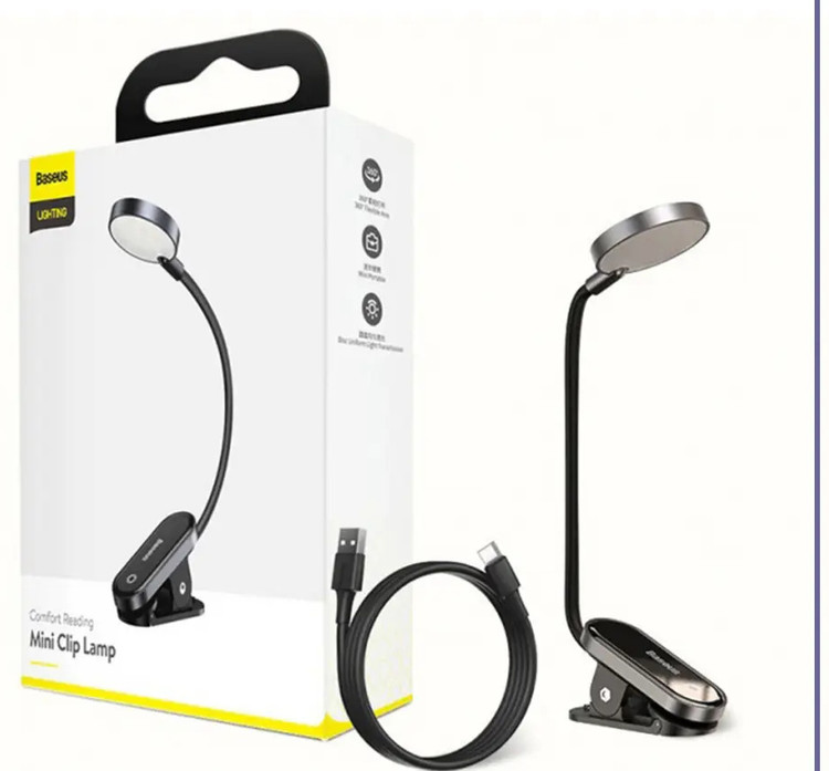 چراغ مطالعه گیره ای بیسوس Baseus Comfort Reading Mini Clip Lamp DGRAD-0G (E)