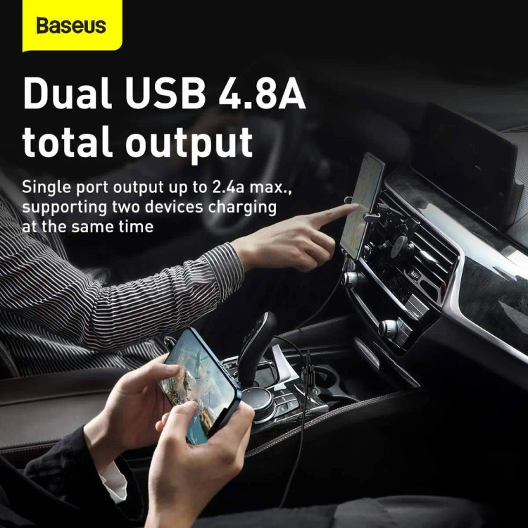 شارژر فندکی بیسوس Baseus Grain Pro Car Charger CCXML-U CCALLP-01 Dual USB 4.8A (E)