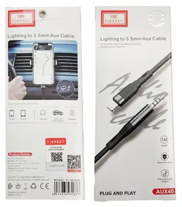 کابل تبدیل لایتنینگ به جک 3/5 میلی متر Earldom lighting to 3.5mm Aux cable ET-AUX40 (E)