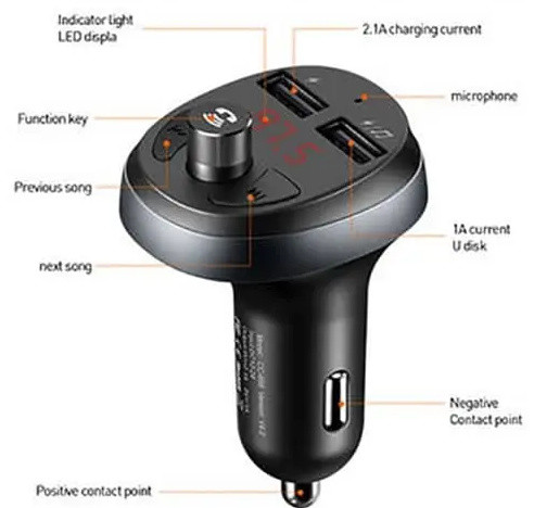 شارژر فندکی با قابلیت پخش موسیقی و تماس مک دودو Mcdodo Car Charger Blutooth FM Transmitter CC-6880 (E)