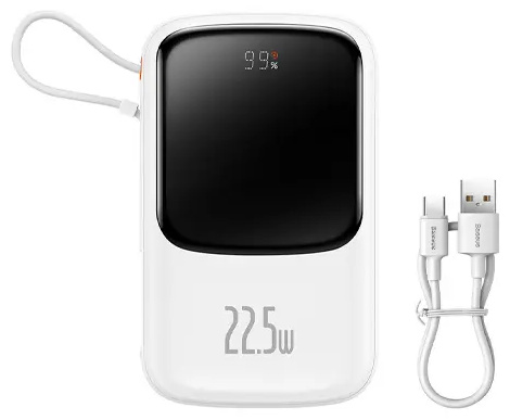 پاوربانک شارژر سریع 22.5 وات به همراه کابل تایپسی 10000 بیسوس Baseus Qpow Pro Fast Charge Power Bank PPQD020101 (E)
