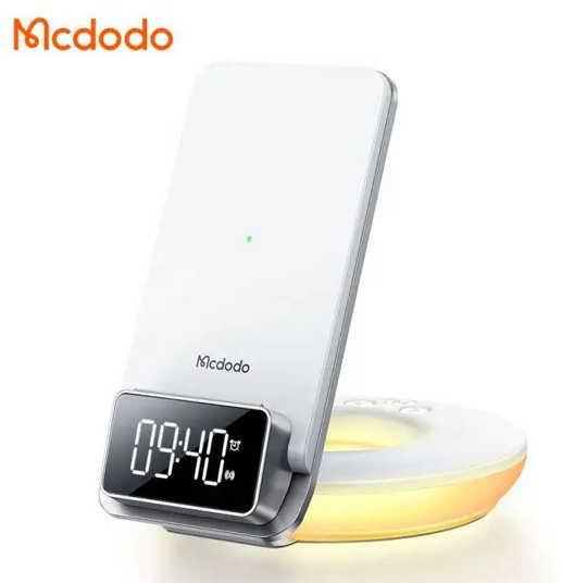 استند شارژر وایرلس و چراغ خواب رومیزی 15 وات مک دودو MCDODO CH-1610 Mg Series Multifunctional Desktop Wireless Charger 15w (E)