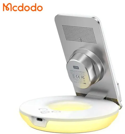 استند شارژر وایرلس و چراغ خواب رومیزی 15 وات مک دودو MCDODO CH-1610 Mg Series Multifunctional Desktop Wireless Charger 15w (E)