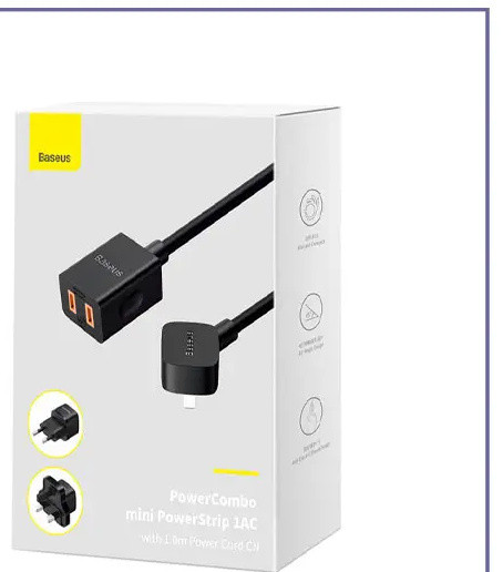کابل افزایش طول یک متری بیسوس Baseus PowerCombo mini PowerStrip 1AC PSMN000101 (E)