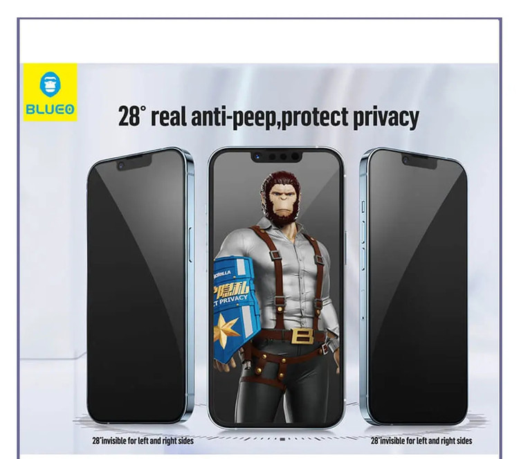 محافظ صفحه نمایش حریم شخصی بولوئو آیفون Blueo HD Anti-Peep Tempered Glass Iphone 14 Pro (E)