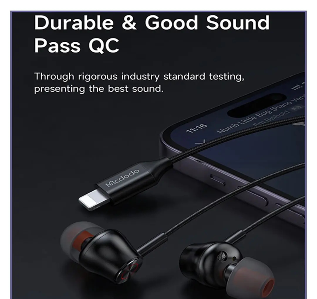 هندزفری سیمی لایتنینگ مک دودو Mcdodo Stereo Earphone Lightning HP-3480 (E)