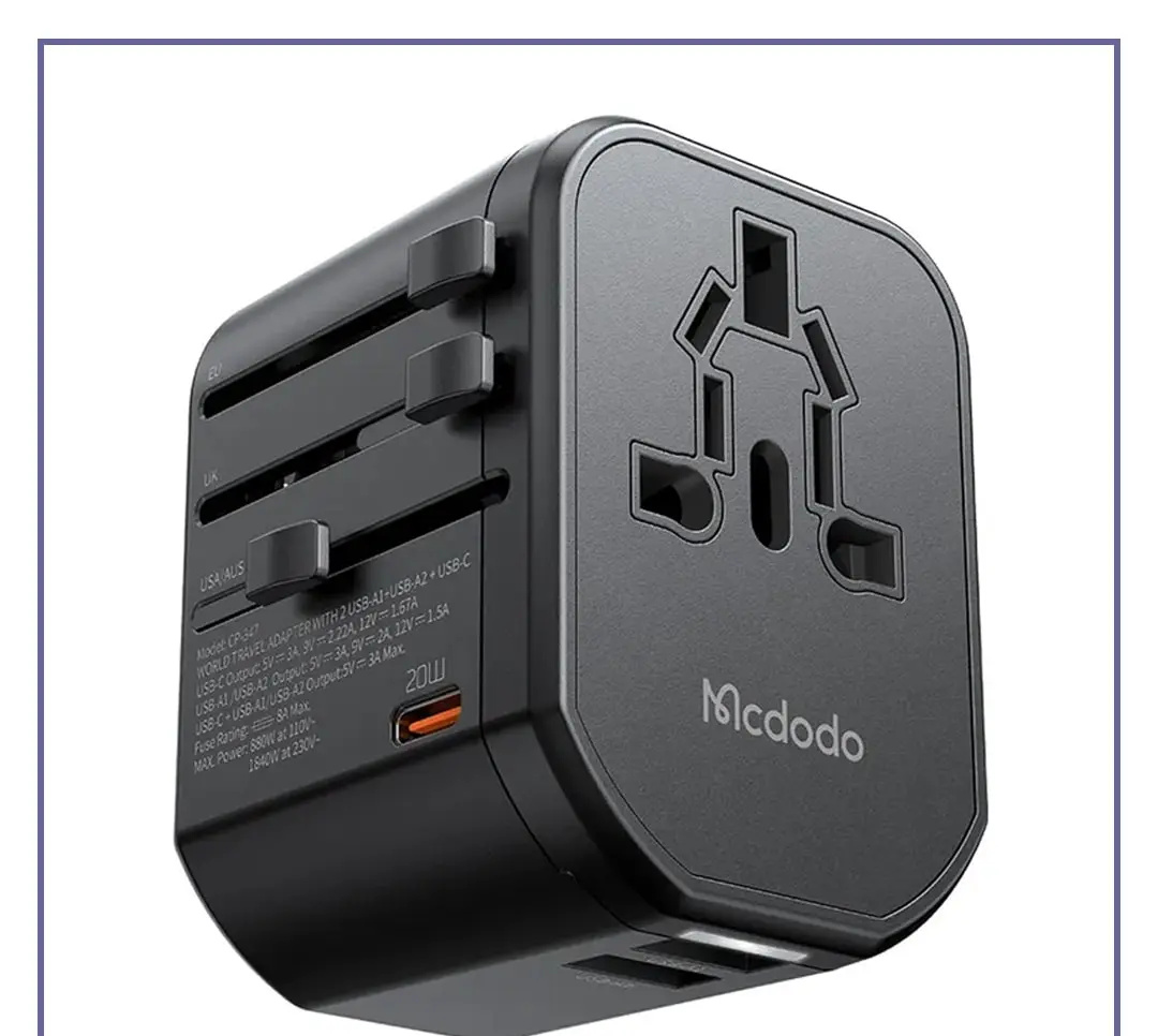 آداپتور دیواری فست شارژ مک دودو Mcdodo 20W PD Fast Charging Universal Travel Adapter CP-3471 (E)