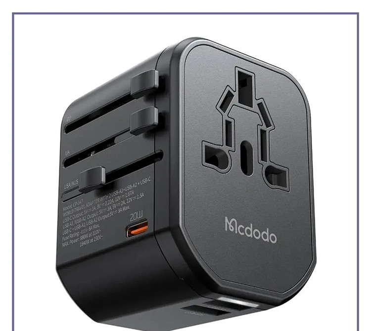 آداپتور دیواری فست شارژ مک دودو Mcdodo 20W PD Fast Charging Universal Travel Adapter CP-3471 (E)