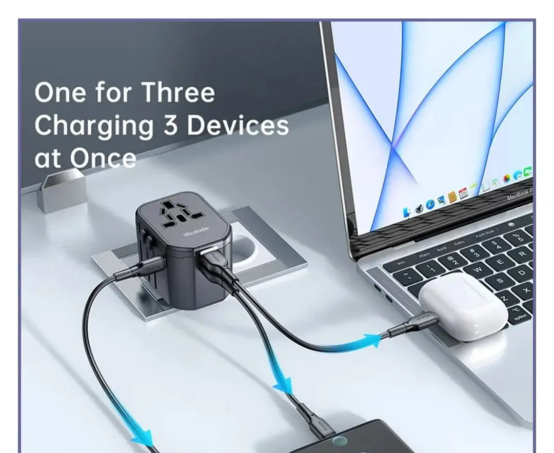 آداپتور دیواری فست شارژ مک دودو Mcdodo 20W PD Fast Charging Universal Travel Adapter CP-3471 (E)