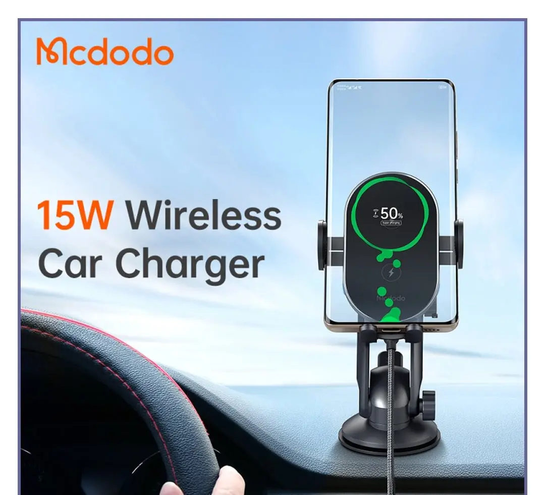 هولدر و شارژر وایرلس 15 وات مک دودو Mcdodo Dual Coil Wireless Charger Car Mount CH-1600 (E)