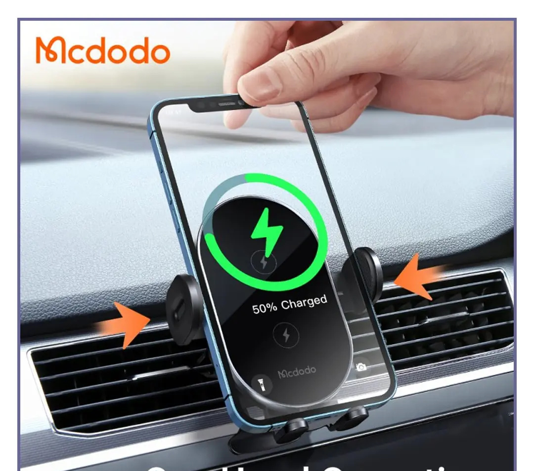 هولدر و شارژر وایرلس 15 وات مک دودو Mcdodo Dual Coil Wireless Charger Car Mount CH-1600 (E)
