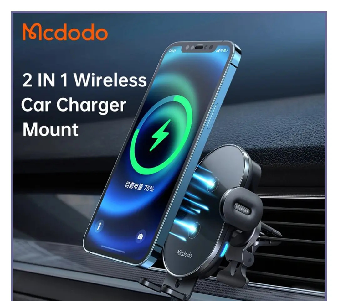 هولدر و شارژر وایرلس 15 وات مک دودو Mcdodo Dual Coil Wireless Charger Car Mount CH-1600 (E)