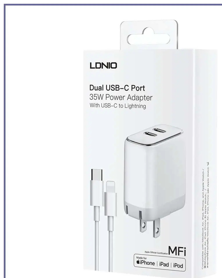 شارژر مسافرتی الدینیو 35 وات به همراه کابل LDNIO POWER ADAPTER 35W A2528M (E)