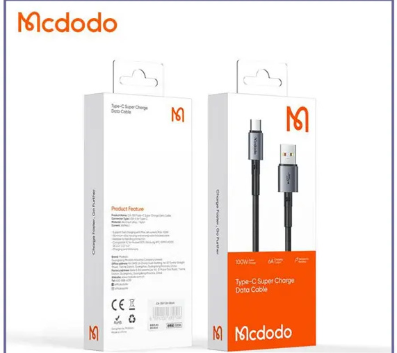 کابل شارژ تایپ سی 100 واتی 1.8 متر مک دودو Mcdodo Type C Super Charge Data Cable CA-3591 (E)
