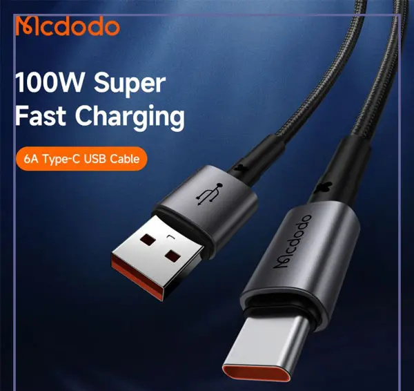 کابل شارژ تایپ سی 100 واتی 1.8 متر مک دودو Mcdodo Type C Super Charge Data Cable CA-3591 (E)