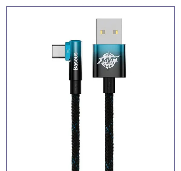 کابل تایپ سی گیمینگ بیسوس 1متر Baseus MVP2ELBOW TYPEC 100W CAVP000421 (E)