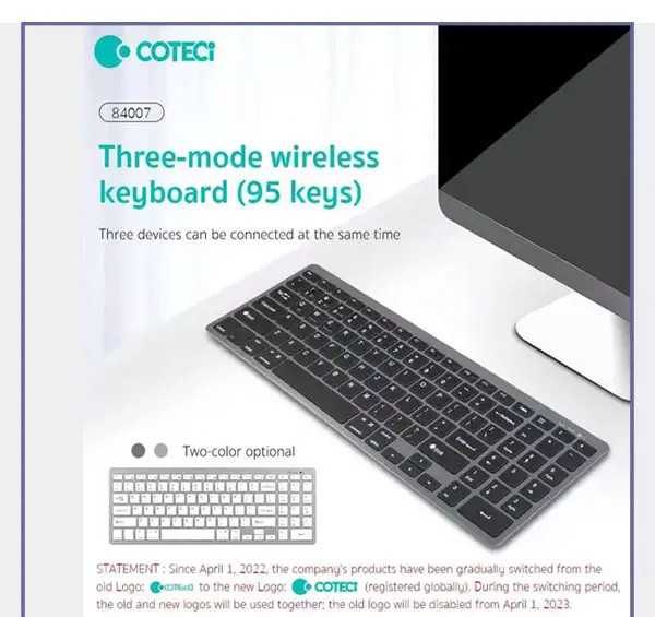 کیبورد بی سیم سه حالته کوتتسی Coteetci Three-mode wireless keyboard 84007 (E)