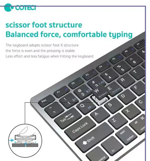 کیبورد بی سیم سه حالته کوتتسی Coteetci Three-mode wireless keyboard 84007 (E)