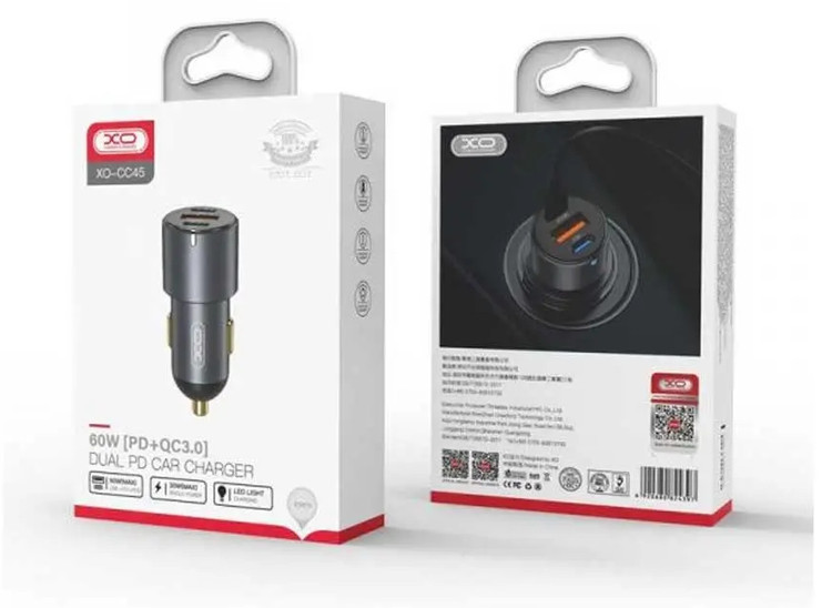 شارژر فندکی 3 پورت 65 وات ایکس او XO-CC45 DUAL PD CAR CHARGER (E)