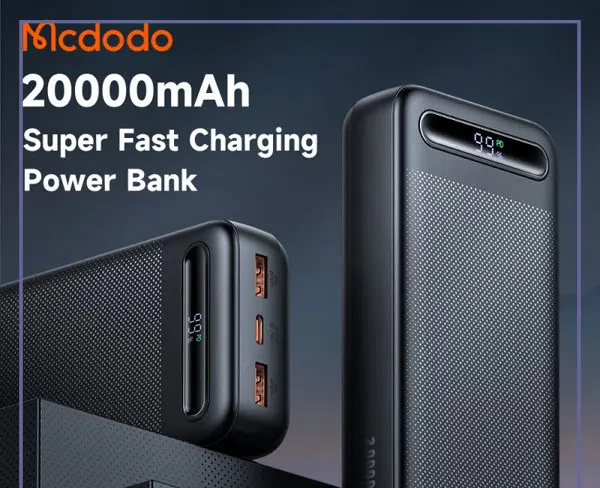 پاوربانک 22.5 وات ظرفیت 20000 مک دودو مدل MCDODO Power Bank Digital Display MC-389 (E)