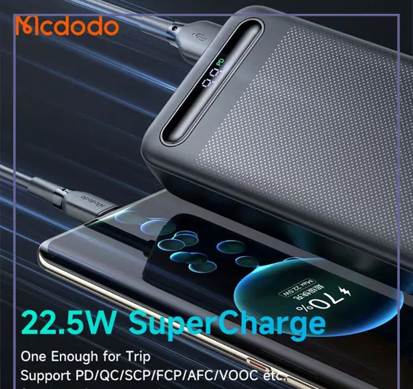 پاوربانک 22.5 وات ظرفیت 20000 مک دودو مدل MCDODO Power Bank Digital Display MC-389 (E)