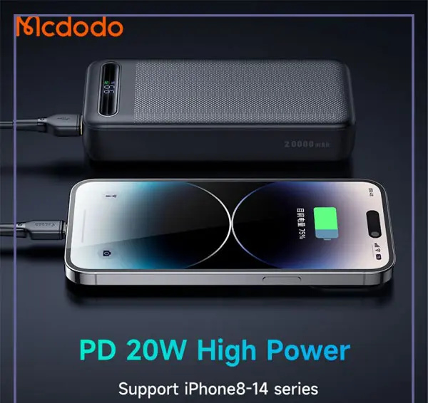 پاوربانک 22.5 وات ظرفیت 20000 مک دودو مدل MCDODO Power Bank Digital Display MC-389 (E)