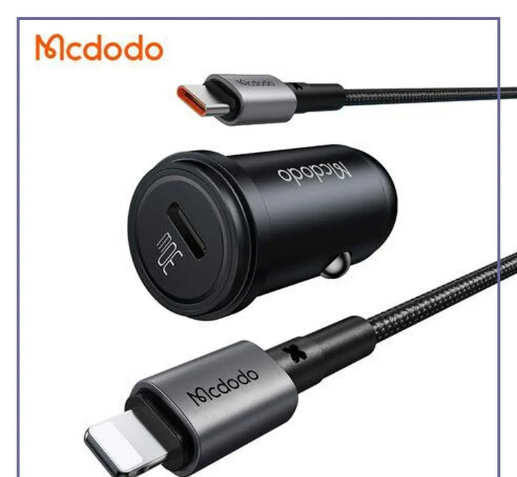 شارژر فندکی مکدودو 30 وات به همراه تایپ سی به لایتنینگ MCDODO CC-7492 (E)