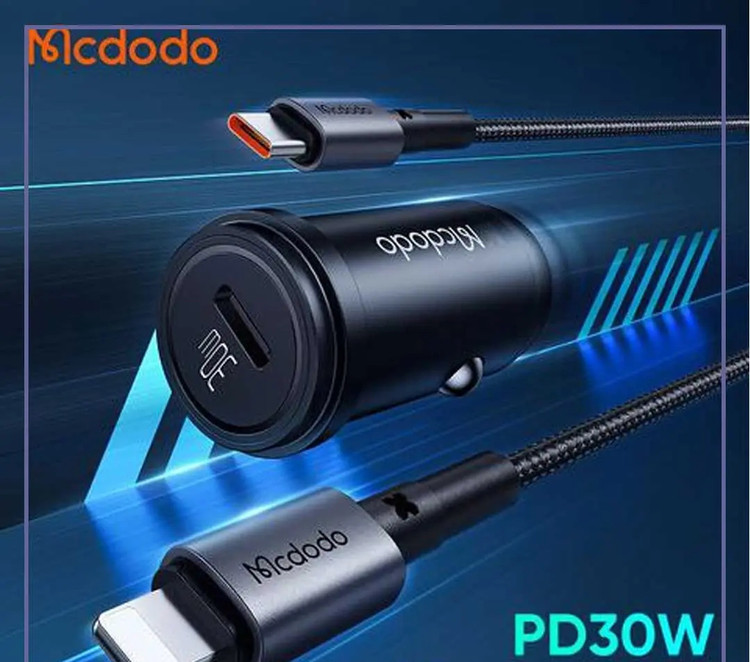 شارژر فندکی مکدودو 30 وات به همراه تایپ سی به لایتنینگ MCDODO CC-7492 (E)