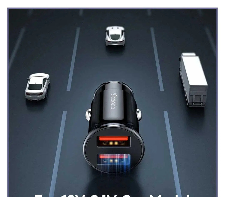 شارژر فندکی دو پورت فست شارژ 12 وات Mcdodo Dual USB Output Car Charger cc-6602 (E)