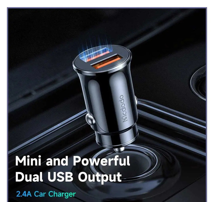 شارژر فندکی دو پورت فست شارژ 12 وات Mcdodo Dual USB Output Car Charger cc-6602 (E)