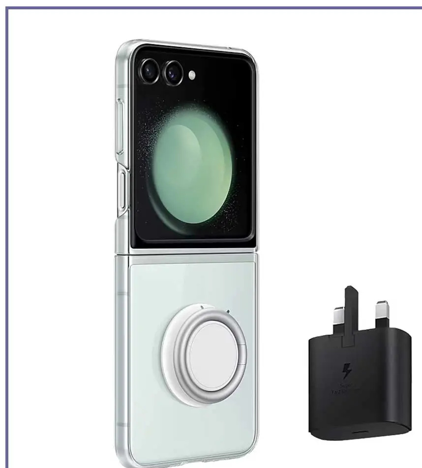 پک کاور و شاژر 25 وات سامسونگ SAMSUNG Galaxy Z Flip 5 Starter Pack with 25W Charger EF-XF73KKTEGGB (E)
