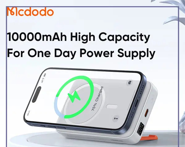 پاوربانک وایرلس مگنتی 10000 مک دودو Mcdodo Built-in Magnetic Wireless 20W Power Bank MC-510 (E)