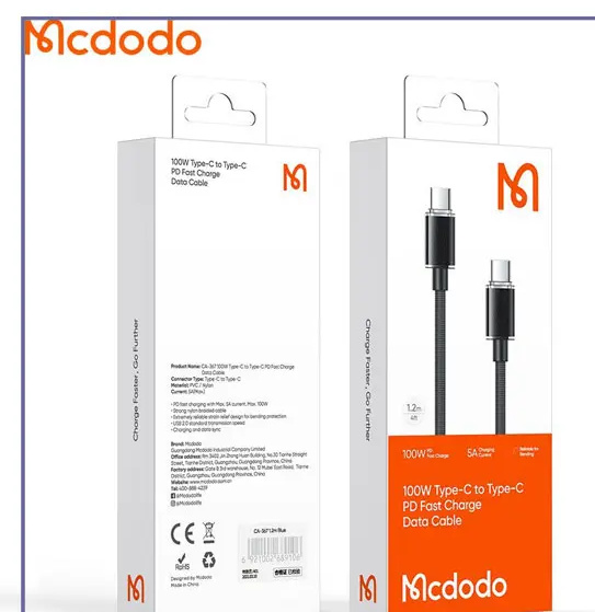کابل شارژ دو سر تایپ سی 100 وات 1.2 متر مک دودو Mcdodo Type-C to Type-C PD Data Cable CA-3670 (E)