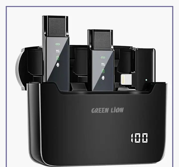 میکروفون وایرلس لایتنینگ گرین لاین Green Lion Lightning 2in1 Digital Display Microphone GN2IN1DDMLTBK (E)