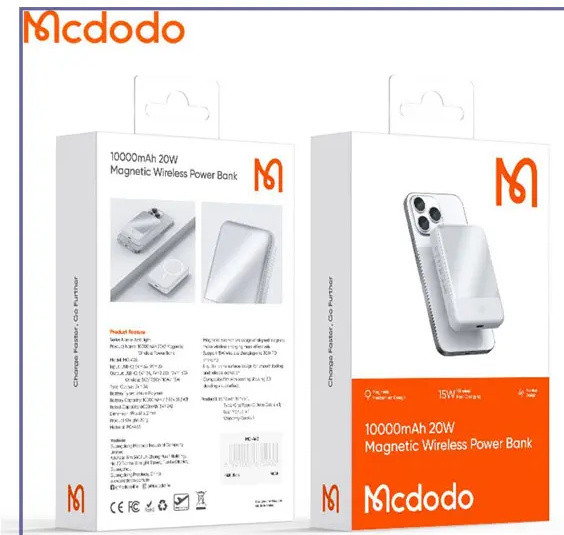 پاوربانک وایرلس مگنتی 20 وات 10000 مک دودو Mcdodo Magnetic Wireless Power Bank MC-426 (E)