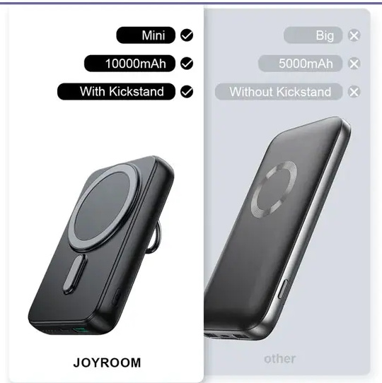 پاوربانک مگنتی وایرلس 10000 جویروم Joyroom Mini Magnetic Wireless Power Bank JR-W050 (E)