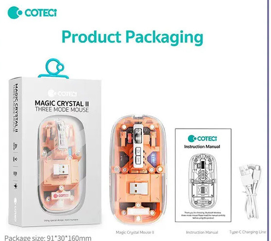 موس بیسیم 3 حالته کوتسی Coteci Magic Crystal II Three Mode Mouse 84015 (E)