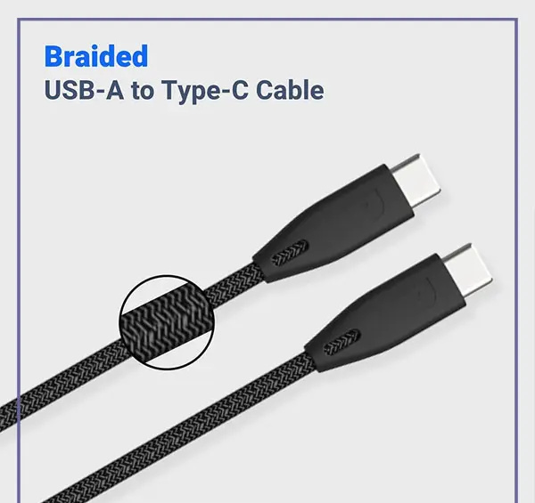 کابل دو سر تایپ سی 100 وات پاورولوژی Powerology Braided USB-C To USB-C Data Cable PBCC2BK (E)