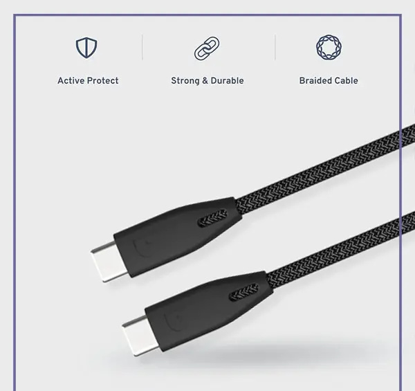 کابل دو سر تایپ سی 100 وات پاورولوژی Powerology Braided USB-C To USB-C Data Cable PBCC2BK (E)