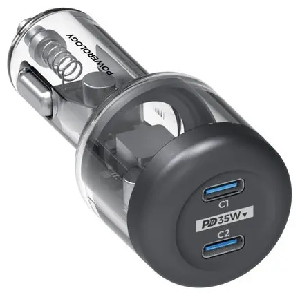 شارژر فندکی دو پورت 35 وات پاورولوژی Powerology Crystalline Quick Car Charger PCCSR011 (E)