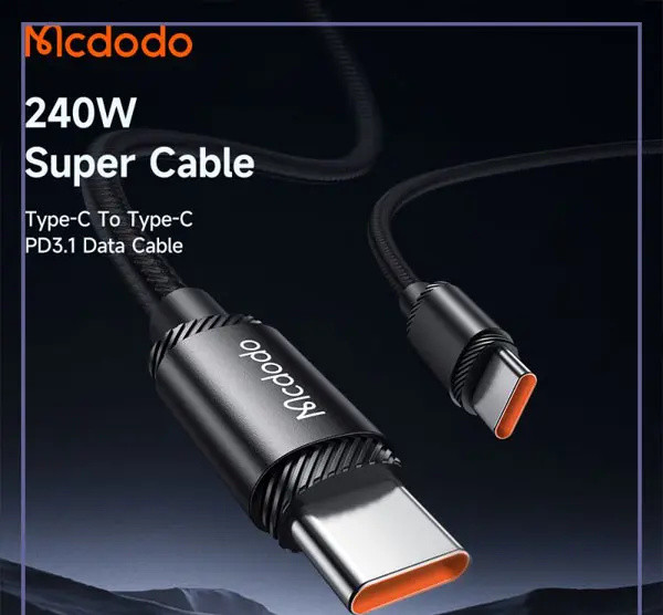 کابل تایپ سی به تایپ سی 240 وات مک دودو Mcdodo Type-C To Type-C Dat Cable CA-3680 (E)
