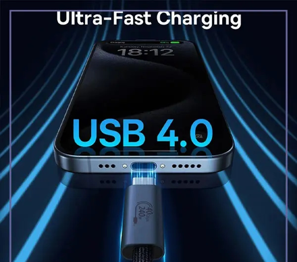 کابل دو سر تایپ سی 240 واتی 1 متری بیسوس Baseus Flash Series 2 USB 4 Data Cable P10311803111 (E)