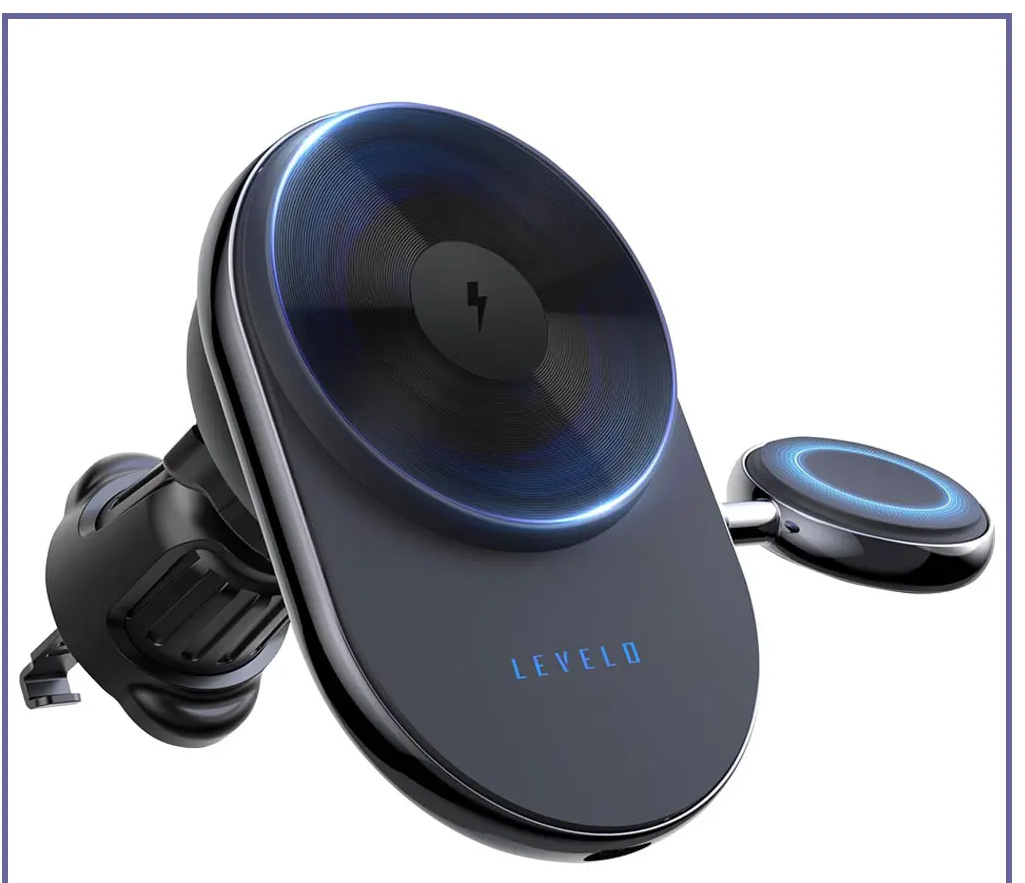 هولدر و شارژر وایرلس خودرو لولو Levelo Siena 2 In 1 Wireless Car Charger (E)