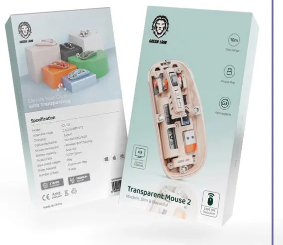 موس بیسیم گرین لاین Green Lion Transparent Mouse 2 GL-112 (E)