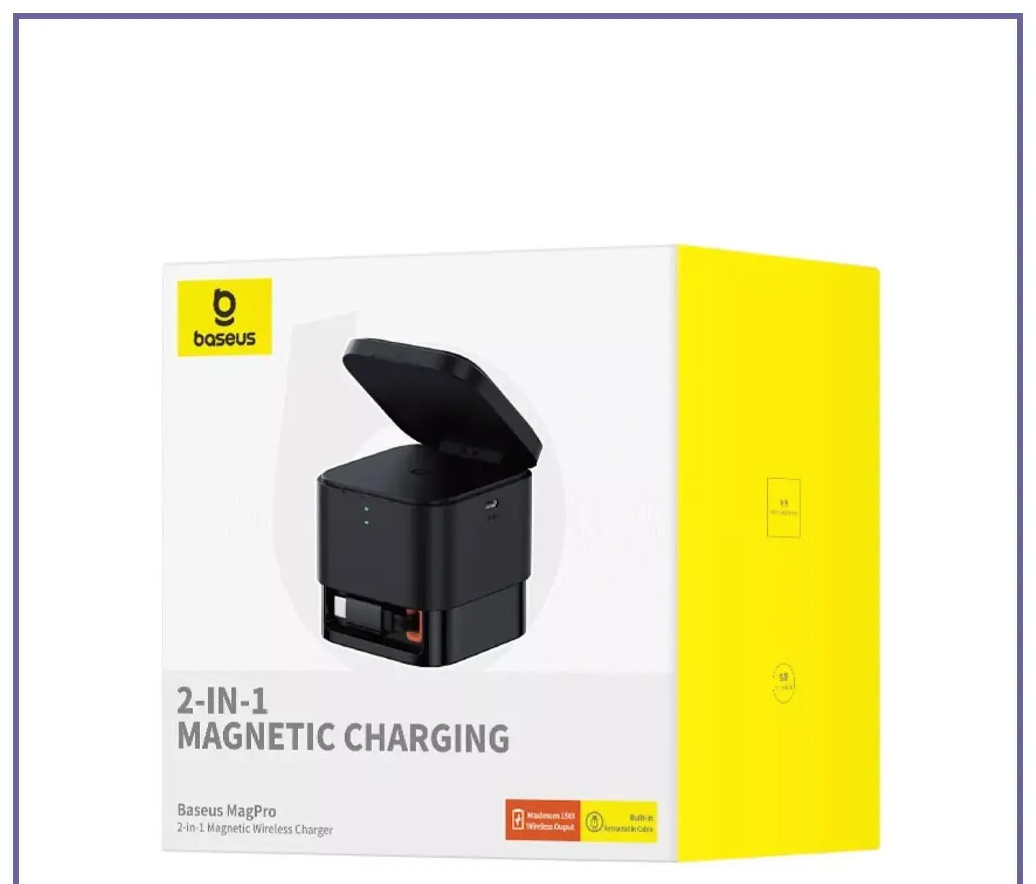 استند و شارژر وایرلس مگنتی 15 وات بیسوس Baseus MagPro 2-in-1 Magnetic Wireless Charger Stand BS-W531 (E)